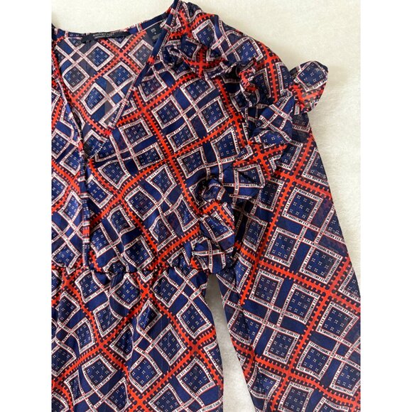 Scotch & Soda Amsterdams Blauw Boho Maxi Dress S Geo Print Fall Chic - Picture 4 of 16